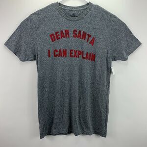 Kid Dangerous Mens Dear Santa Crewneck Short Sleeve T-Shirt Gray M